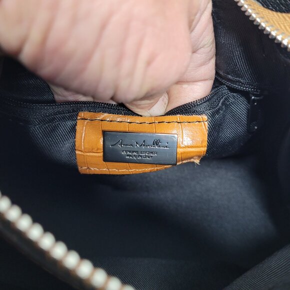 Anna Morellini Leather Handbag Olivia Model 189446 Honey Color Crossbody Purse - Picture 3 of 10